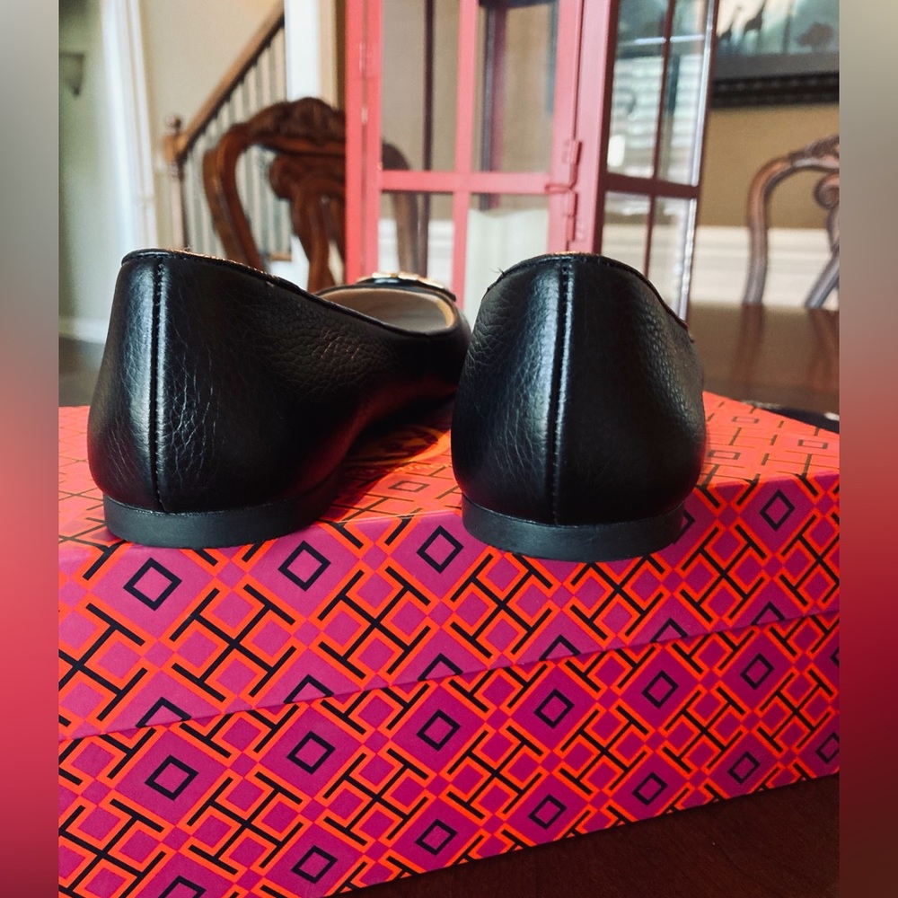 Tori Burch Claire Leather Black Ballet Flats NWOT - Picture 5 of 10